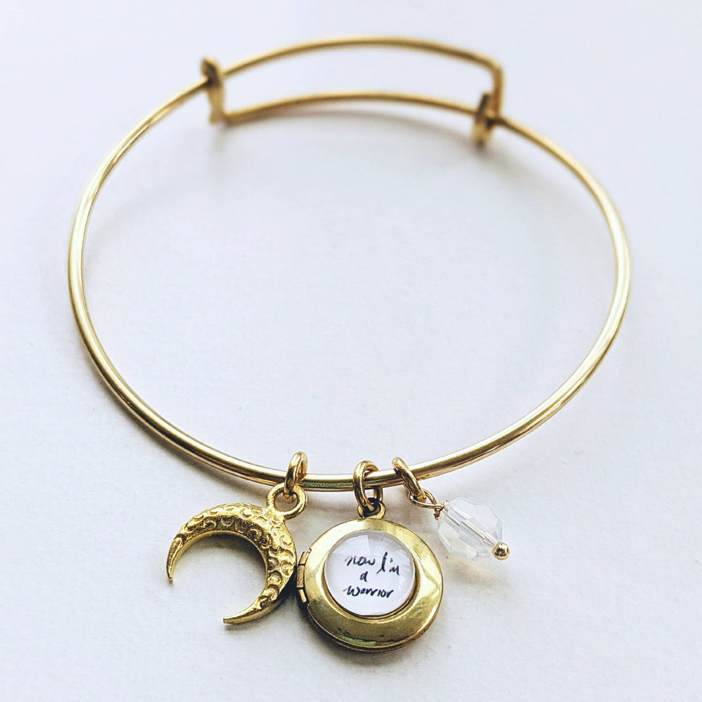 "Now, I'm a Warrior" Locket Bangle - Cancer Can Be Beaten