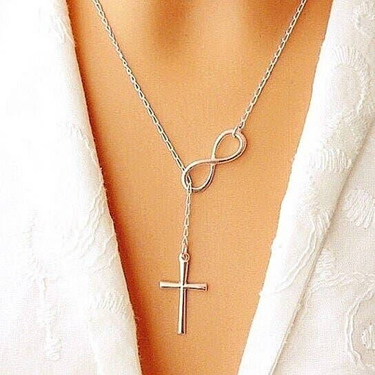 Infinity Cross Lariat Necklace - Cancer Can Be Beaten