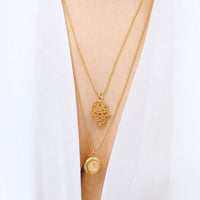 Load image into Gallery viewer, "Padparadscha" Hamsa Locket Necklace - Cancer Can Be Beaten
