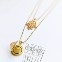 Load image into Gallery viewer, "Padparadscha" Hamsa Locket Necklace - Cancer Can Be Beaten
