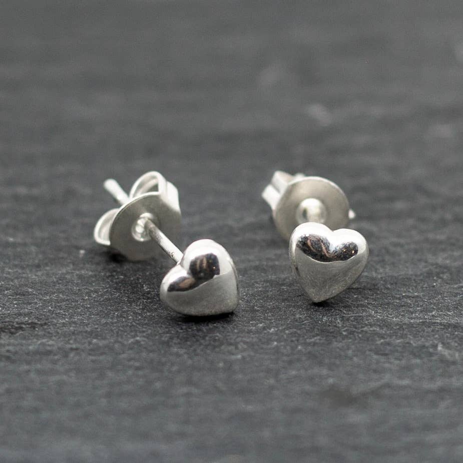 Tiny Silver Heart Earrings - Cancer Can Be Beaten