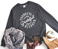 Load image into Gallery viewer, Shirts &amp; Tops - Thankful Grateful Blessed Sweatshirt
